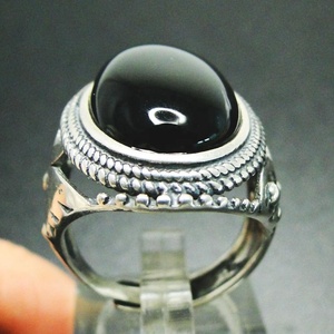 Ingrosso 925 Sterling Silver di alta qualità nero gioiello di pietra preziosa nero <span class=keywords><strong>onice</strong></span> anello di diamanti per <span class=keywords><strong>uomo</strong></span> - Product Image 2