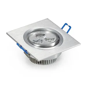 Brushed Silver Color Square Energy Saving LED Spot Down Light 3W 6w 9W Recessed Ceiling Lamp For Indoor