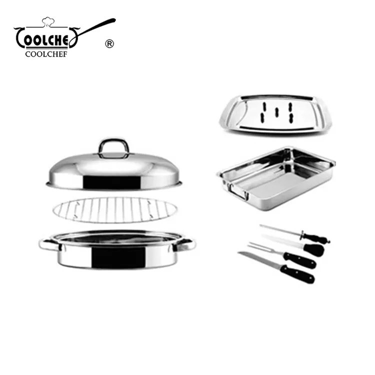 9pc Stainless Steel Mini Chicken Roaster 32cm poultry roasting pan set