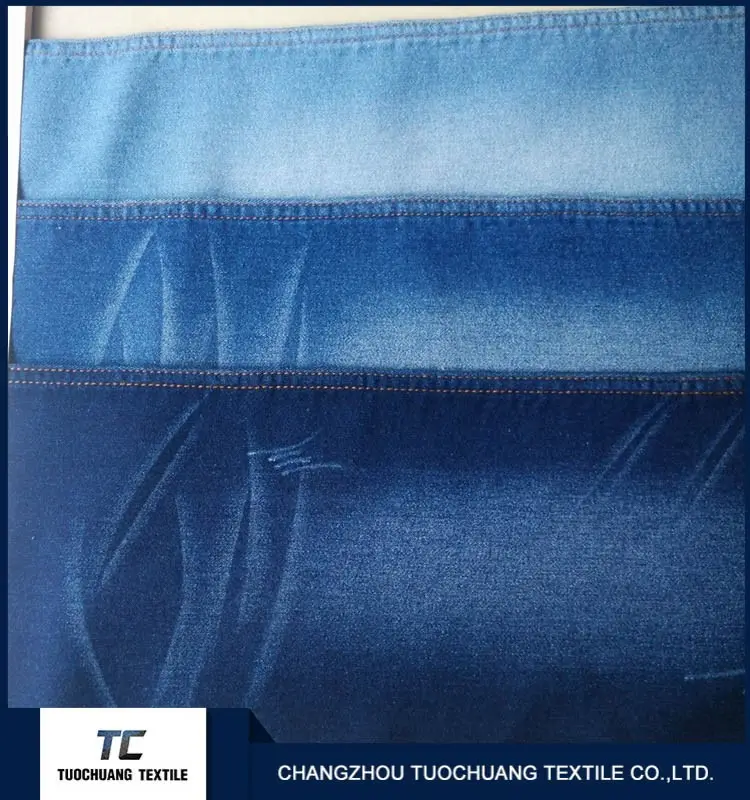 denim jeans fabric manufacturers   4/1 weave cotton spandex satin soften denim fabric for women jeans