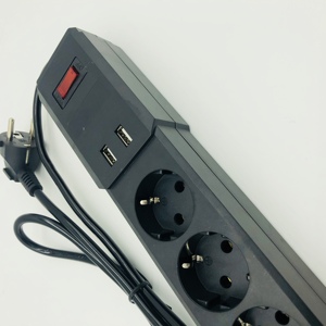 Schuko <strong>Plug</strong> 6 Outlets Electric Power Strip <strong>Extension</strong> <strong>Socket</strong> With Switch Hot Selling Black Standard Grounding - Product Image 5