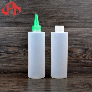 Hot sale 250ml PE plastic glue squeeze bottle kitchen cookie bottle tomato paste bottles with green squeeze lids