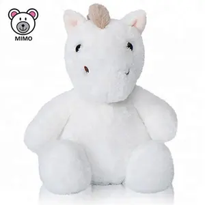 Cavalo de pelúcia branca macia para crianças, brinquedo infantil de pelúcia fofo e macio