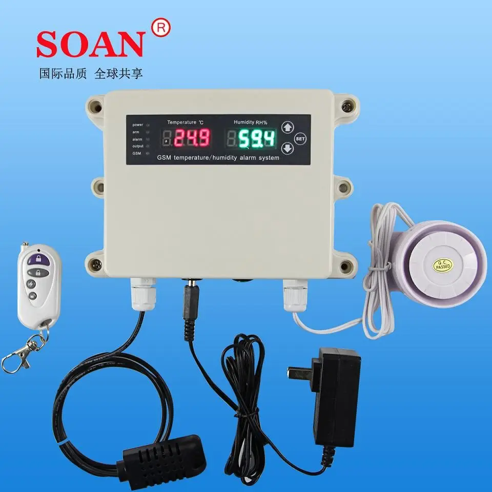 Contrôleur de température GSM led, appareil pour contrôler l'humidité, un capteur d'humidité et un sa température