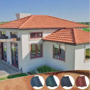 March EXPO promotion brown black stone coated roofing house roof model 1340mm*420mm stone coated steel sheet