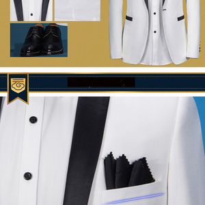 <span class=keywords><strong>Smoking</strong></span> da <span class=keywords><strong>sposo</strong></span> bianco alla moda che indossano abiti da sposa da uomo con risvolto a scialle neri (giacca + pantaloni) - Product Image 6