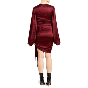 Elegante Raso <span class=keywords><strong>Lungo</strong></span> Manica <span class=keywords><strong>a</strong></span> <span class=keywords><strong>Palloncino</strong></span> Cravatta In Vita <span class=keywords><strong>Abito</strong></span> Corto Vestiti Da Partito Delle Donne - Product Image 2