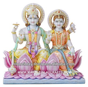 Fait main Dieu Vishnu Laxmi Statue En Marbre - Product Image 1