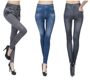 Em stock-Europa e Estados unidos Mulheres Corpo Magro Calça Jeans Leggings com Bolsos