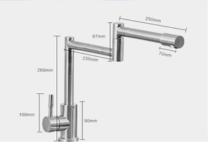 Robinet de cuisine rétractable pliable à bec pivotant, <span class=keywords><strong>mitigeur</strong></span> d'évier à poignée unique - Product Image 2