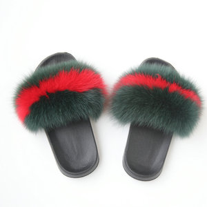 2023 vente en gros-fourrure-pantoufles <span class=keywords><strong>intérieur</strong></span> femmes et vert fourrure de renard diapositives sandales fausse fourrure femme chaussures - Product Image 6