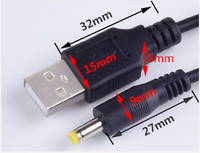 Cable de Alimentación de CC de 1 m, 2 A, 5 V, Cable de CC de Cobre con Conector USB Macho a 4.0*1.7 mm
