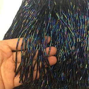 ลูกไม้ประดับขอบลูกปัดสีเงินชมพูทอง/ดำประดับพู่ลูกไม้5.5สนาม/ล็อต - Product Image 4