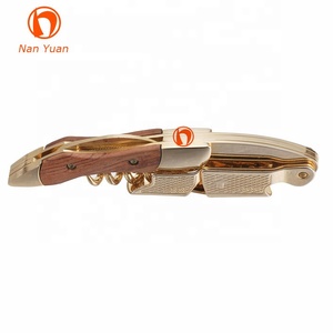 <span class=keywords><strong>Tire</strong></span>-bouchon manuel <span class=keywords><strong>Laguiole</strong></span> haut de gamme en acier inoxydable écologique et manche en bois de rose à double charnière pour le vin – Or - Product Image 3