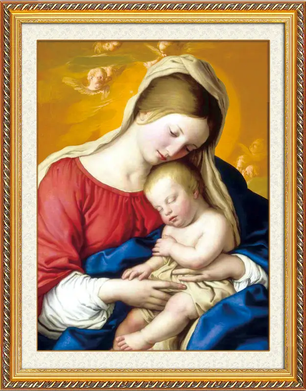 बेबी यीशु और मिश्रित आकार के साथ वर्जिन मैरी DIY हीरा पेंटिंग हीरे, 5d क्रिस्टल हीरा कढ़ाई चित्रकला