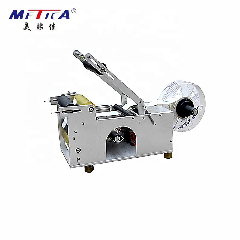 MT-50 Manual glass and plastic round bottle sticker labeling machine