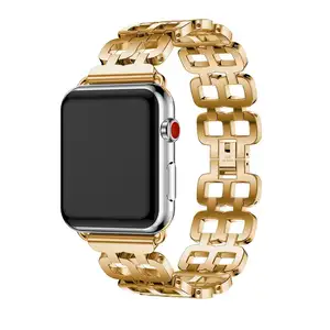Newest Chain Strap For iWatch Rose Gold Metal Stainless Steel Strap Band For Apple Watch Series 4/3/2/1 Men Women
