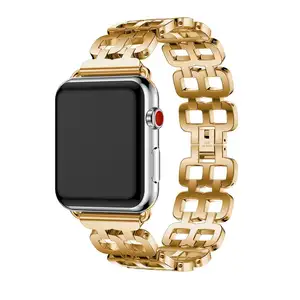 הכי חדש שרשרת רצועת עבור iWatch עלה זהב מתכת נירוסטה רצועת להקת עבור אפל שעון סדרת 4/3/2/1 גברים נשים