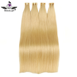 Kuwait salon best quality double drawn blonde <span class=keywords><strong>color</strong></span> 613 virgin European invisible tape hair extension capelli umani - Product Image 4