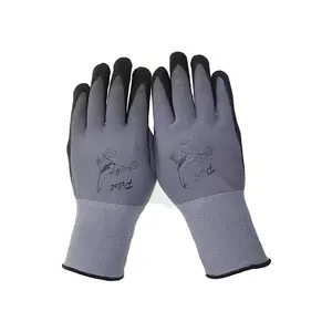 Nitrile Gloves Manufacturers 15 Gauge Nylon Knitted Sandy Nitrile Coated Assembly Work Gloves