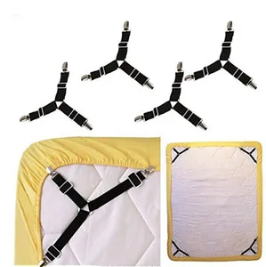 4 pièces Triangle réglable attaches de drap de matelas sangles pinces à ressort pinces porte-drap de lit