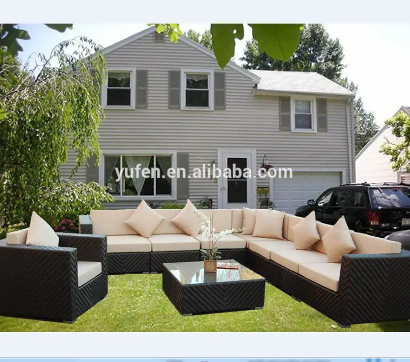 All weather rattan garden furniture out door sofa set 7 seater