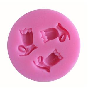 Zarif kek dekorasyon ve pişirme için karmaşık lale çiçek şekli 3D silikon fondan kalıp - Product Image 4