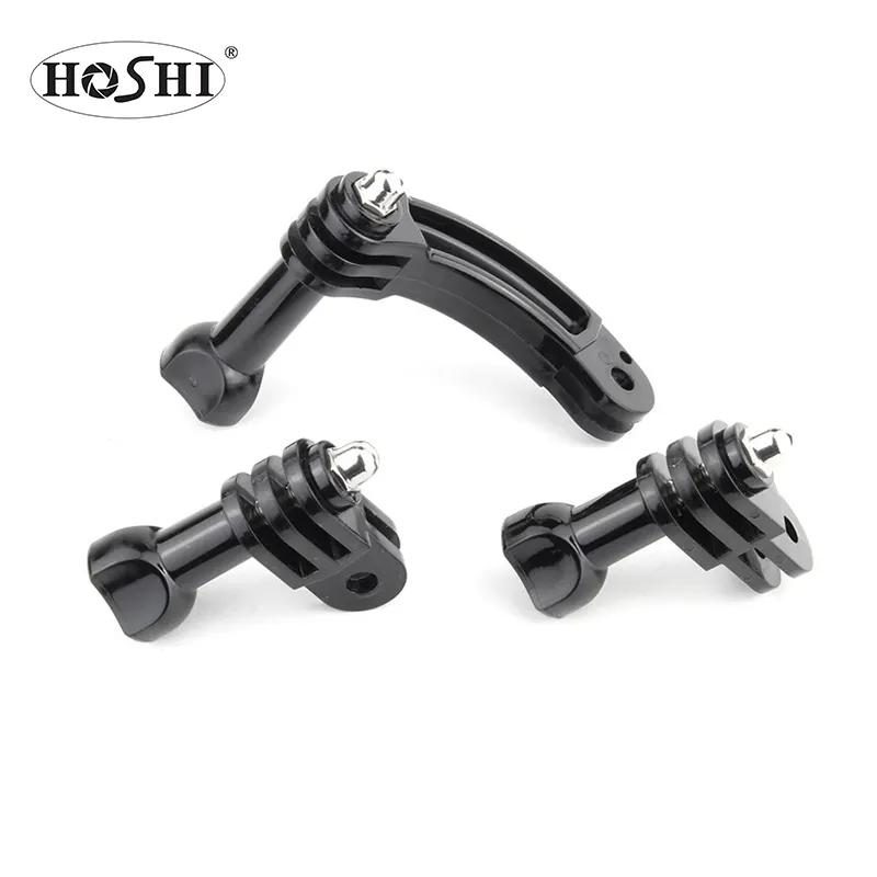 Hoshi Helmet Curved Extension Arm + Rotary Connection Screw Chains Mount for GoPro Hero 3 3+ 5 6 7 SJCAM Xiaomi Yi Camera