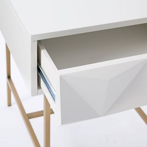 Modern Bedroom White Metal <strong>Gold</strong> <strong>Bedside</strong> <strong>Table</strong> with 1 Drawer - Product Image 3
