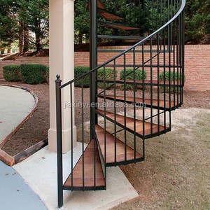 <span class=keywords><strong>Escaleras</strong></span> Exteriores <span class=keywords><strong>de</strong></span> <span class=keywords><strong>Hierro</strong></span> en Espiral con Peldaños <span class=keywords><strong>de</strong></span> Madera, Diseño Elegante <span class=keywords><strong>para</strong></span> Jardín, Patio o Terraza - Product Image 1