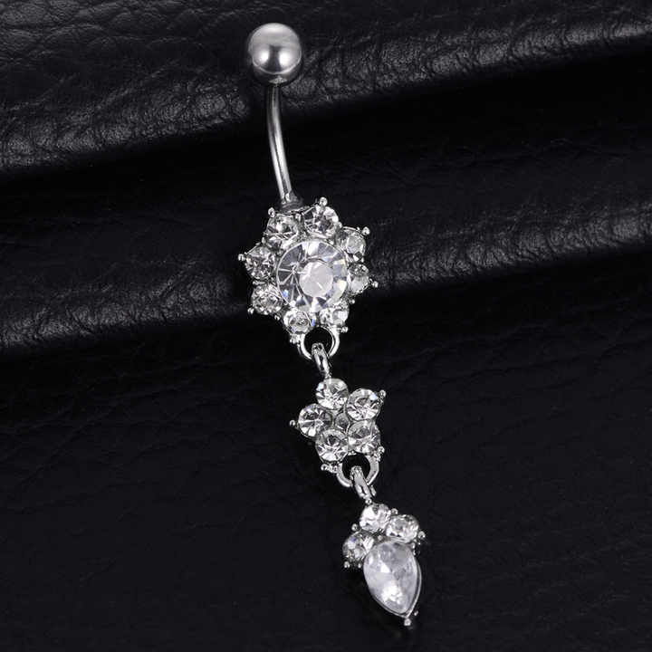 Piercing Ombligo Plata 925 Y Titanio G23 - Diseño Gatito Con Circonitas, Hipoalergénico, 10 Mm