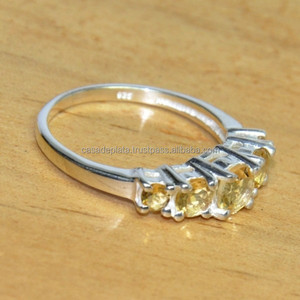 แหวนดีไซเนอร์เงินสเตอร์ลิง925พร้อมพลอยซิทรีนแบบง่ามเครื่องประดับทอง18K แฮนด์เมดสำหรับงานแต่งงาน - Product Image 2