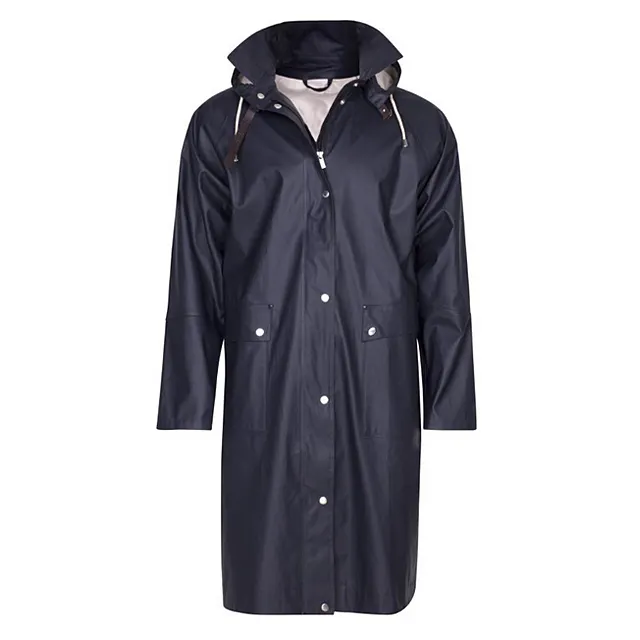 Newest 100% Nylon PU Coating Custom Rain Coat Jacket Long Hooded Mens Raincoat Waterproof Coat