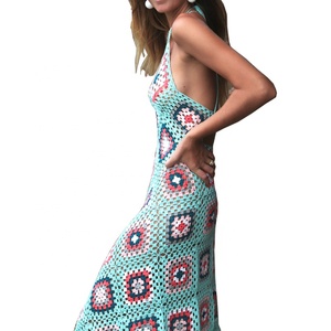 Cotone di modo Fatti A Mano Lungo Della Boemia del Pannello Esterno Sexy Della Spiaggia di Estate di Usura Donna Crochet Maxi Dress - Product Image 5
