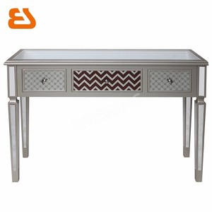 3 tiroir en bois champagne or finition miroir <span class=keywords><strong>table</strong></span> avec géométrique à motifs en verre ornement
