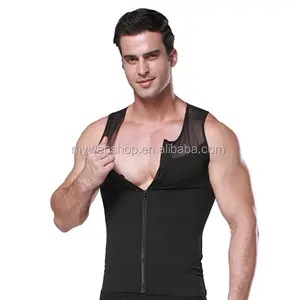 强壮的男士腰部紧身胸衣腹部控制无袖塑身背心前拉链紧身胸衣上衣