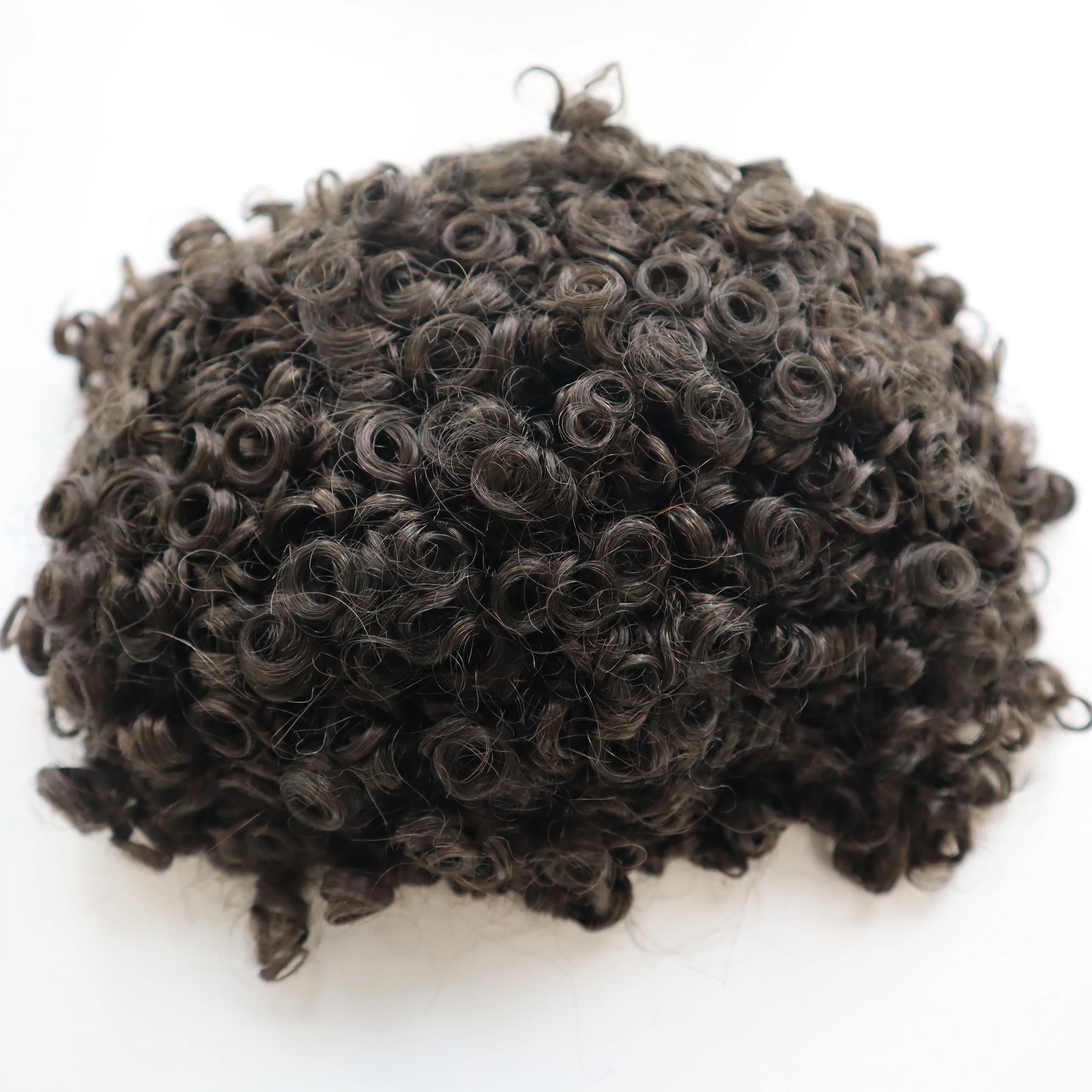 15mm Small Curl Customized 0.14mm Skin Poly Base Hair Replacement Toupee