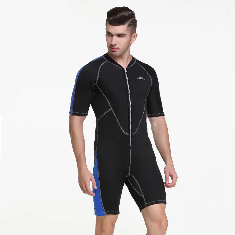 Sbart 2MM Neoprene Spring Suit Shorty Sleeve Front Zipper Divig Suit Diving Surfing Swimming Wetsuit