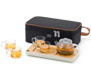 Hete Verkoop Huishoudfilter Drinkwaren Hoge Borosilicaat Theepot Glazen Beker Set Glazen Theepot Met Thee Serveerschaal