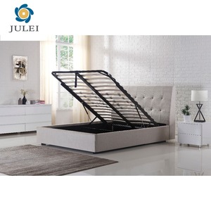 Customized bedroom furniture accessories Flat package iron steel storage bed base bed frame with storage