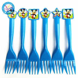 Fourchettes jetables en plastique, 10 pièces, décorations de fête pour bébé, <span class=keywords><strong>Mickey</strong></span>, dessin animé, fournitures de thème d'anniversaire petit garçon, - Product Image 2