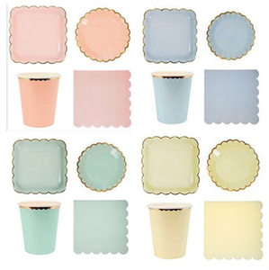 Lot <span class=keywords><strong>de</strong></span> 8 assiettes en <span class=keywords><strong>papier</strong></span> Pastel dorés festonné, lot <span class=keywords><strong>de</strong></span>, assiettes, gobelets, pailles, serviettes <span class=keywords><strong>de</strong></span> <span class=keywords><strong>table</strong></span> jetables, bleu, menthe, jaune - Product Image 6