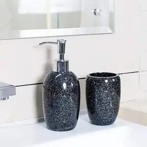Набор аксессуаров для ванной комнаты из серебра и смолы с блестками в европейском стиле