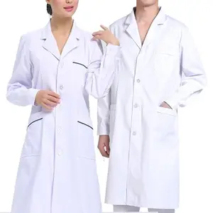 White Overall Nurse Uniform Dress Designs Personalized Scientist Doctor Gowns Lab Coat for Hospital Polyester / Cotton Woven