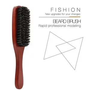 Cepillo de cerdas de jabalí para hombres, profesional, de madera, con logotipo de barba