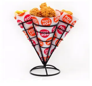 Custom Franse Fry Houders Frieten Houder Mand 4 Kegels Franse Fry Houder Stand