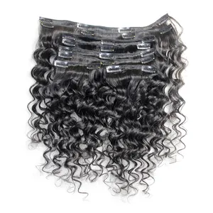 Hot Selling Factory Prijs Groothandel 120G Double Drawn Krullend Remy Clip In Hair Extension