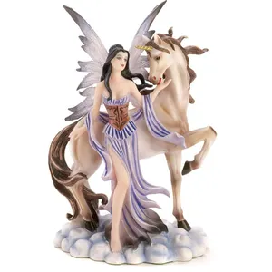 Toptan özel reçine melekler hediyeler ve dekor peri ve Unicorn koleksiyon heykelcik action figure heykel makinesi