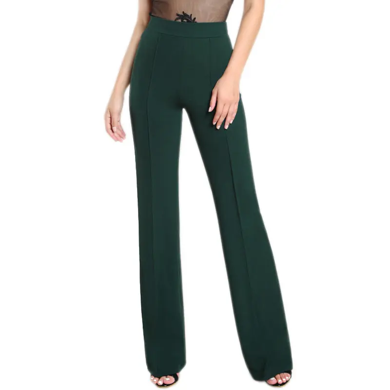 Custom Made Elegant Office Lady High Rise Piped Dress Pants