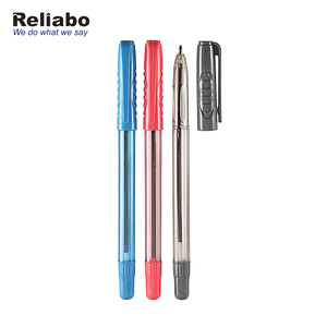 Caneta transparente de plástico com impressão personalizada, material de escritório da reliabo barato